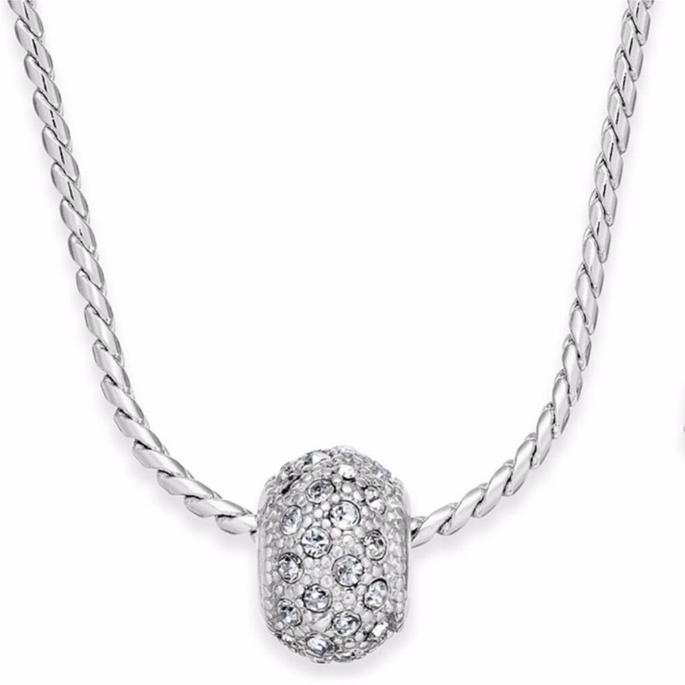 Charter Club Pavé Ball Silver Rope Pendant Necklace Chain Costume Jewelry